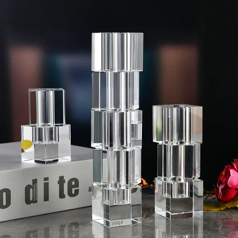 DecorBites™ Geometric Glass Vase Stack for Home Decor & Flower Arrangement