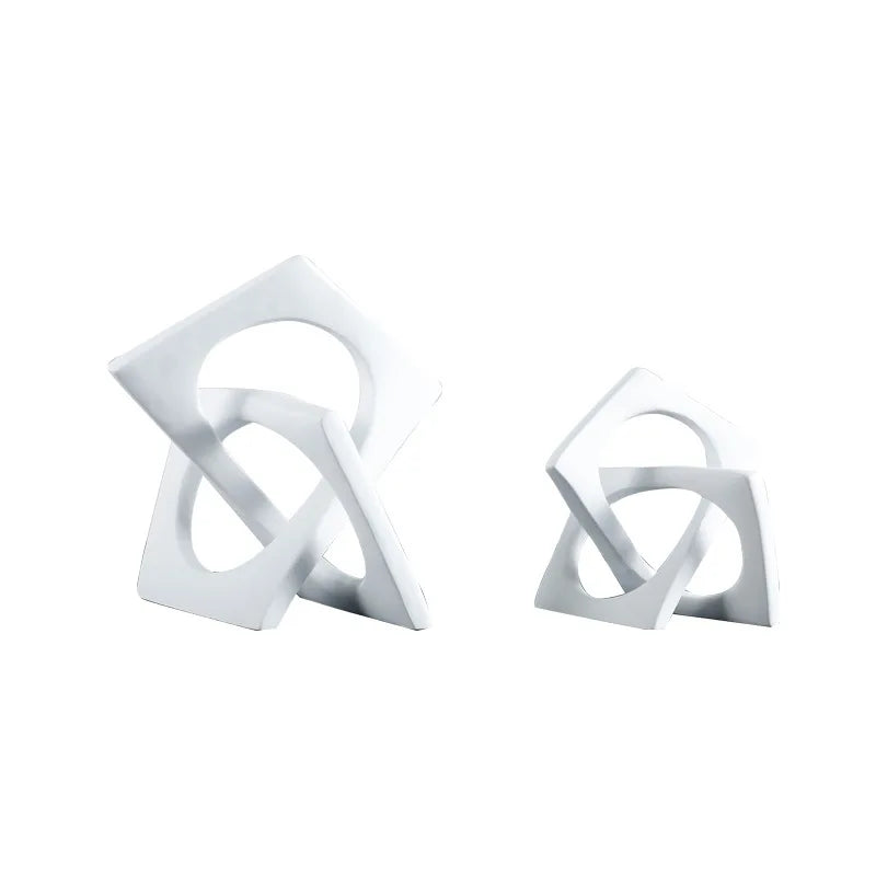 DecorBites™ Geometric Cross Square Ring Sculpture White - Home Decor Ornament