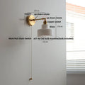 Brass brass clear glass wall lights bedroom reading lamp with pull chain