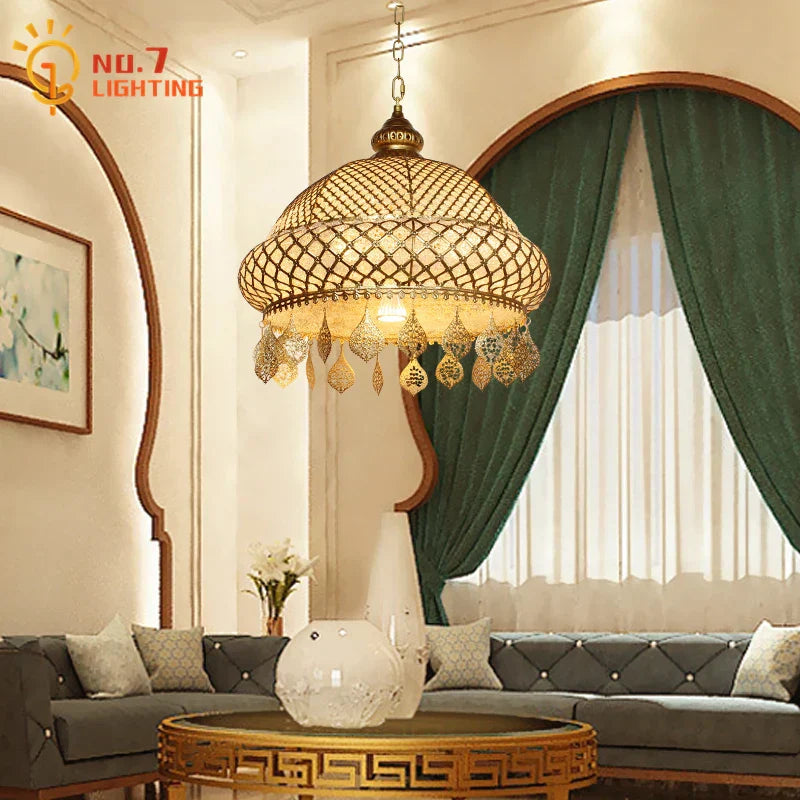 DecorBites™ Gold Lustre Iron Art Pendant Lights LED E27, Exotic Design for Home, Restaurant, Bar