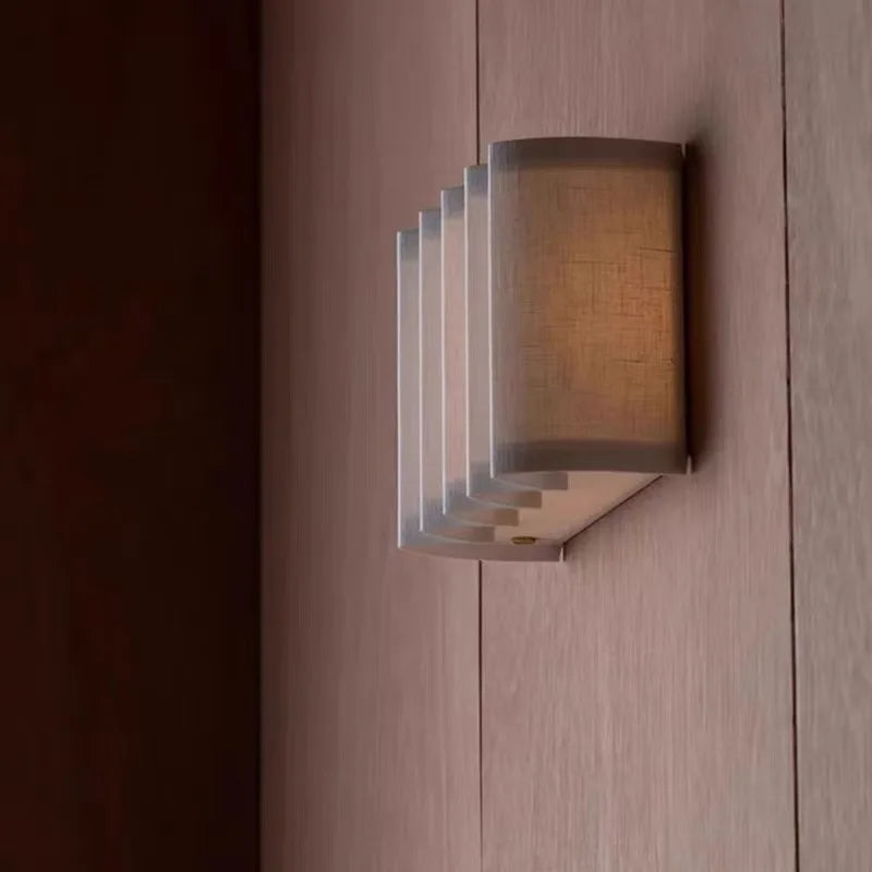 DecorBites™ Japanese Cloth LED Wall Lamp for Hotel Living Room, Bedroom, Retro Wall Lights