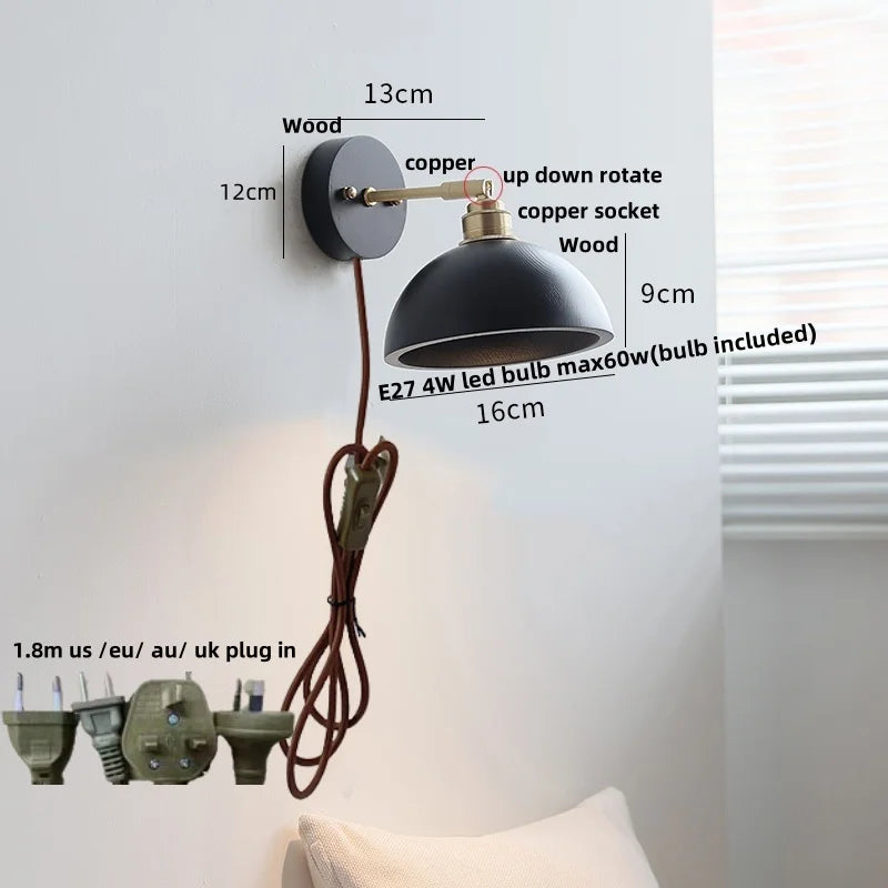 DecorBites™ Copper LED Wall Lights Pull Chain Switch Modern Bedside Lamp