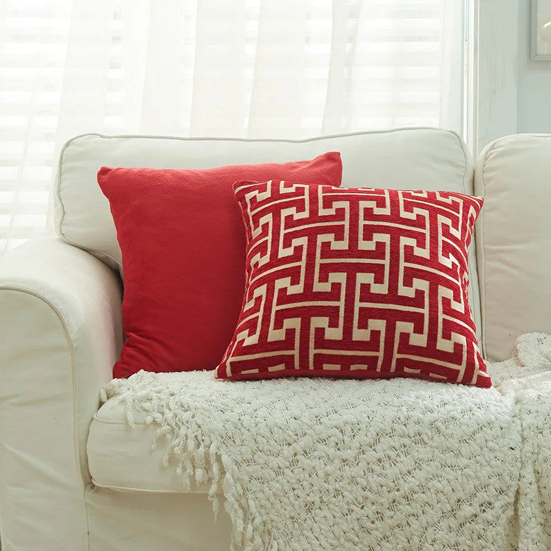 DecorBites™ Geometric Chenille Throw Pillowcase: Hidden Zipper Cushion Cover for Home Decor