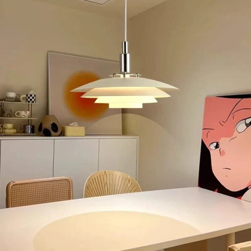 DecorBites™ Gradient White Red UFO Pendant Light | Adjustable Mid Century Chandelier