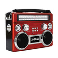 SuperSonic Retro Rechargeable 3 Band Radio With Bluetooth and Flashlight in Red