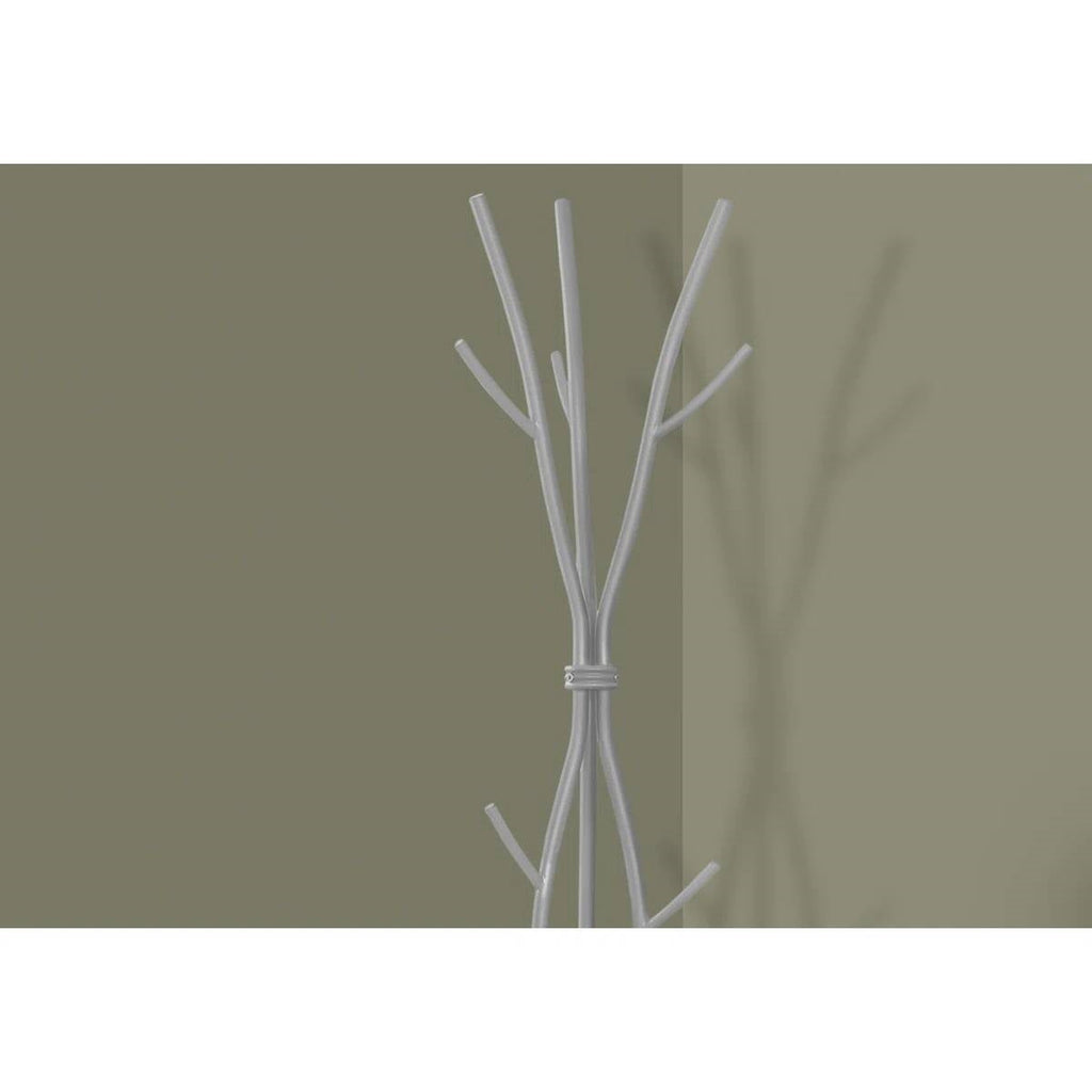 74-inch Freestanding Silver Metal Coat Rack Entryway Hall Tree Umbrella Stand
