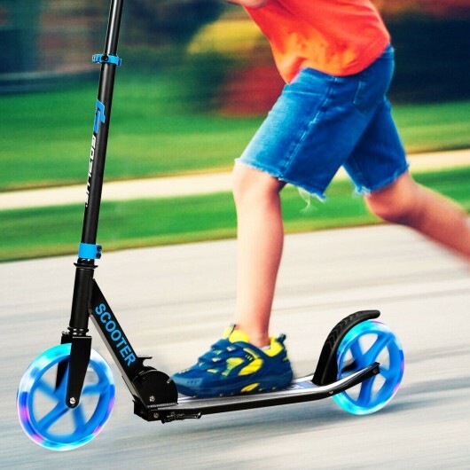 Portable Folding Sports Kick Scooter with LED Wheels-Pink