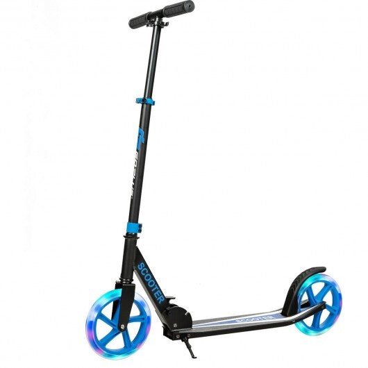 Portable Folding Sports Kick Scooter with LED Wheels-Pink