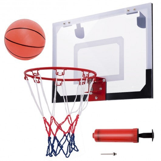 Over-The-Door Mini Basketball Hoop Includes Basketball and 2 Nets - Color: Multicolor