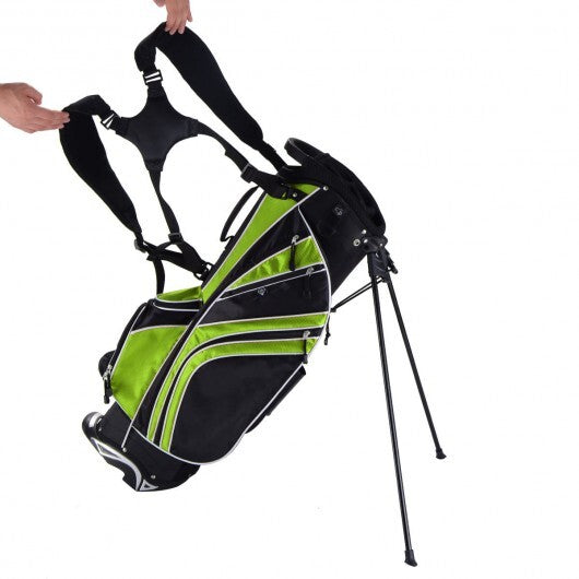 Golf Stand Cart Bag with 6-Way Divider Carry Pockets-Green - Color: Green
