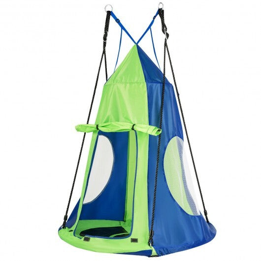 2-in-1 40 Inch Kids Hanging Chair Detachable Swing Tent Set-Green