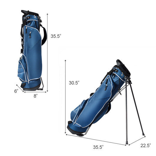 Golf Stand Cart Bag with 4 Way Divider Carry Organizer Pockets-Black