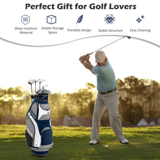 10.5 Inch Golf Stand Bag with 14 Way Dividers and 7 Zippered Pockets-Orange