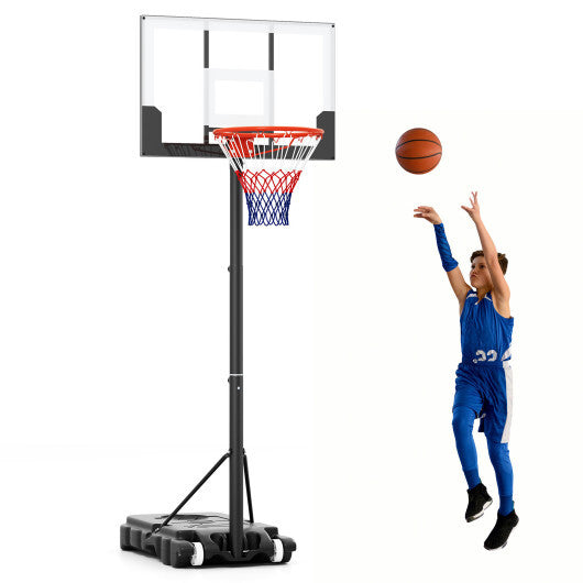 3.3-7 Feet Portable Adjustable Outdoor Kids Basketball Hoop Goal System-White