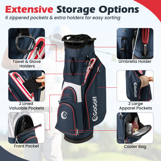 Golf Cart Bag Lightweight Portable Golf Club Organizer Bag-Gray