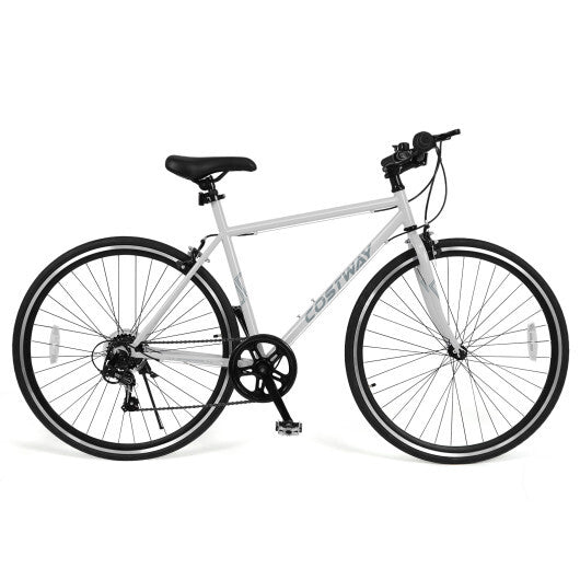 26 Inch Mountain Bike Adjustable with 6-Speed and All-terrain Rubber Wheels-Gray - Color: Gray - Size: 26 inches