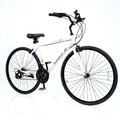 700C Hybrid Bike for Adult with 18-Speed Shimano Drivetrain and Phone Holder-White - Color: White - Size: 700C