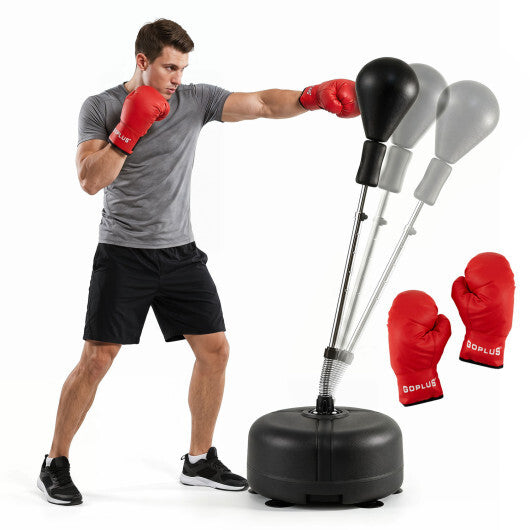 54.5"-62" Height Adjustable FPunching Bag with Stand for Teens and Adults-Red