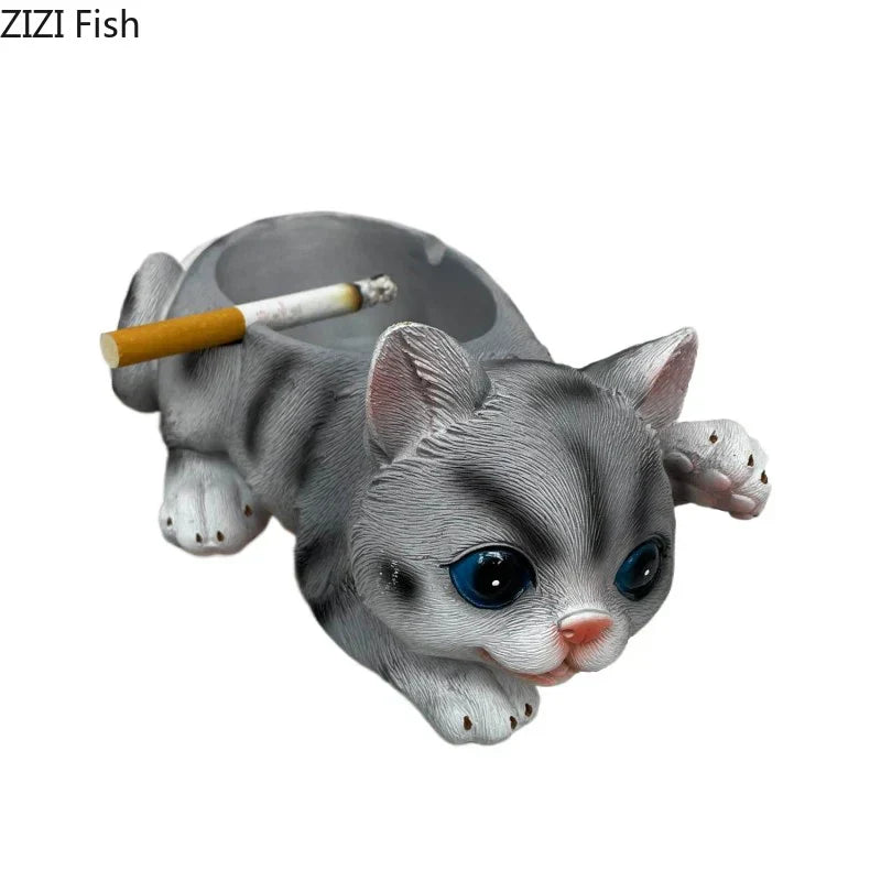 DecorBites™ Kittens & Puppies Resin Ash Tray - Smoking Accessories for Office Table