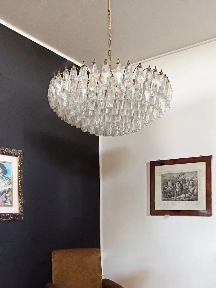 DecorBites™ Gray Glass Chandelier | Luxury Purple Light Fixture