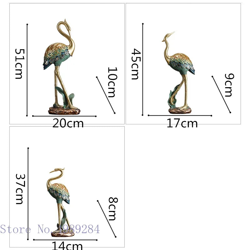 DecorBites™ Crane Bird Sculpture: Handcrafted Resin Ornament for Home Decor