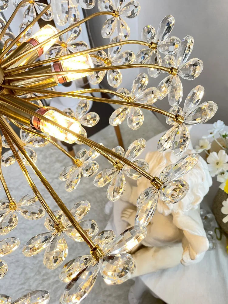 DecorBites™ Crystal Flower Pendent Chandelier: Modern Design for Living Room, Restaurant & Bedroom
