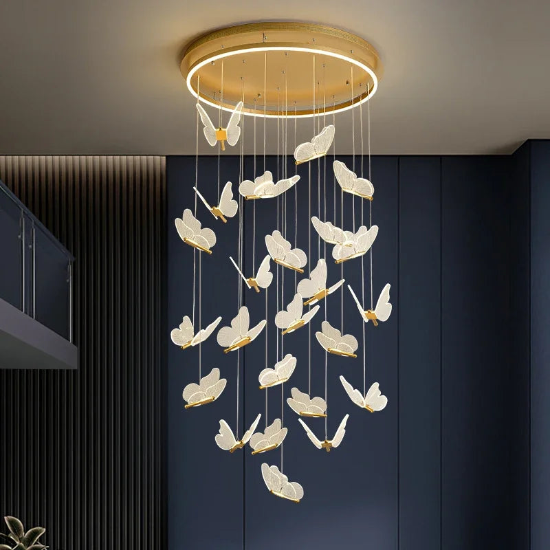 Modern gold butterfly led chandelier living room pendant light