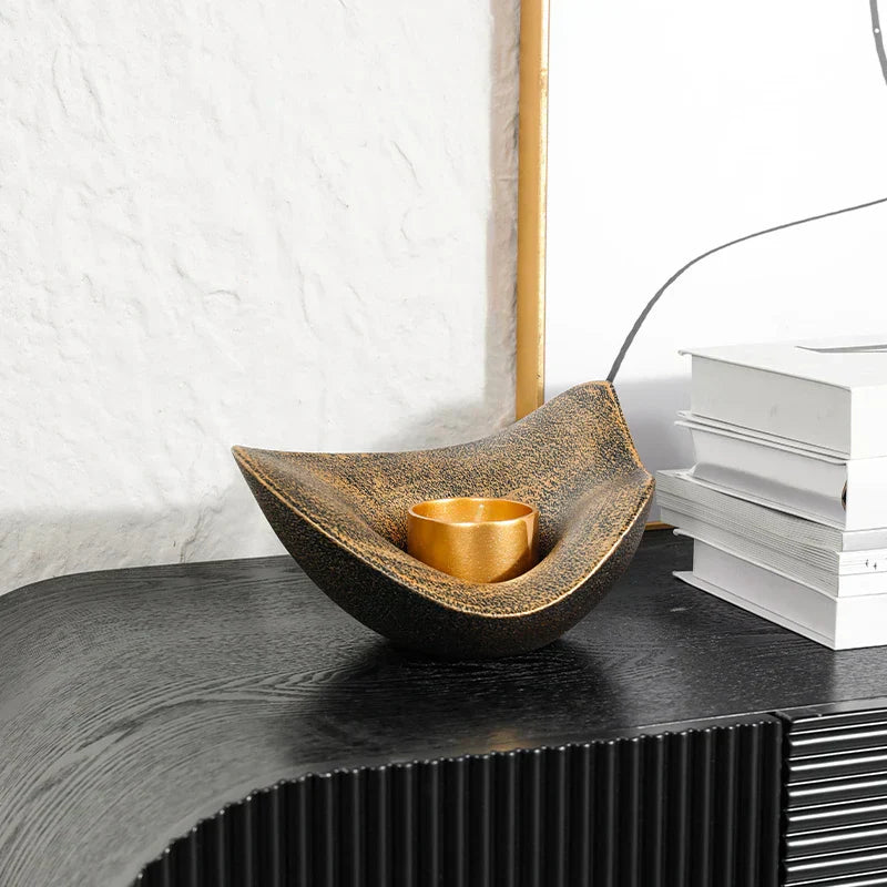 DecorBites™ Gold Geometric Candlestick Bowl - Elegant Home Decor & Centerpiece