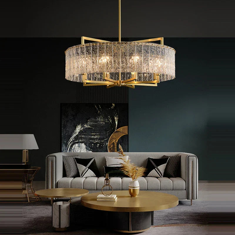 DecorBites™ Dimmable LED Copper Glass Chandelier for Living Room