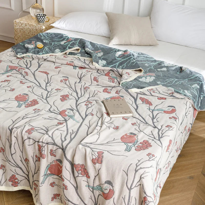 DecorBites™ Cotton Gauze Summer Blanket, Soft Breathable Single Double Bed Nap Blanket