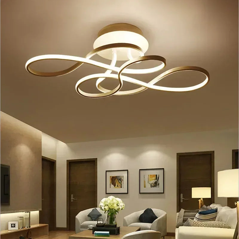 Modern black & white infinity loop led ceiling lamp for living room