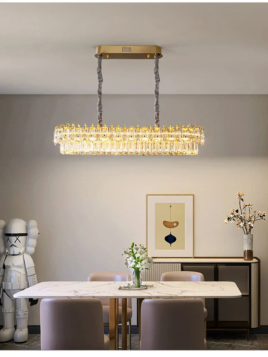 DecorBites™ Crystal Ceiling Chandelier, Nordic Luxury Double Lampara for Dining Table