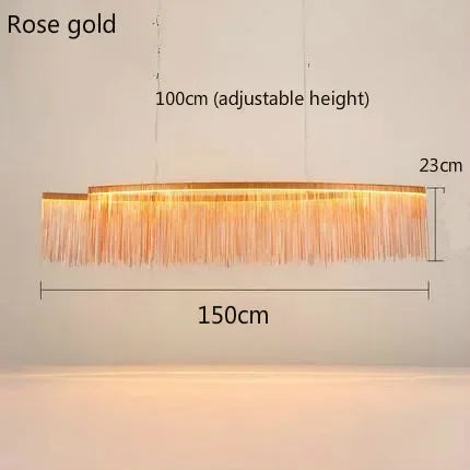 DecorBites™ LED Aluminum Tassel Chandelier: Modern Dimmable Light for Living Room, Hotel, Hall