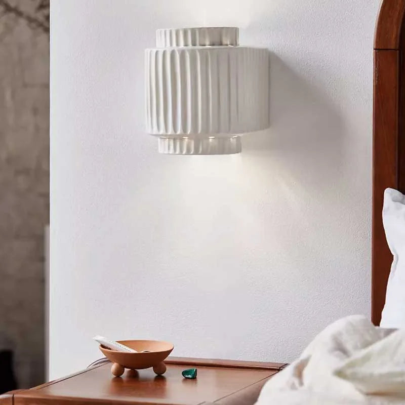 DecorBites™ Cream White Resin LED Wall Lamp for Bedroom, Study, Living Room - Wabi-sabi Decor
