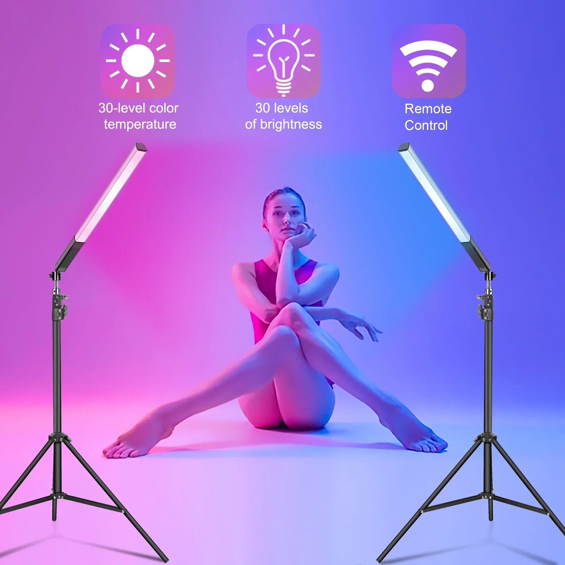 DecorBites™ LED Light Wand RGB Stick with Tripod Remote Control Handheld Lamp