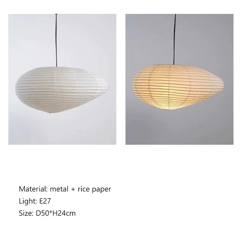 DecorBites™ Japanese Rice Paper Pendant LED Lamp for Cozy Living and Dining Spaces