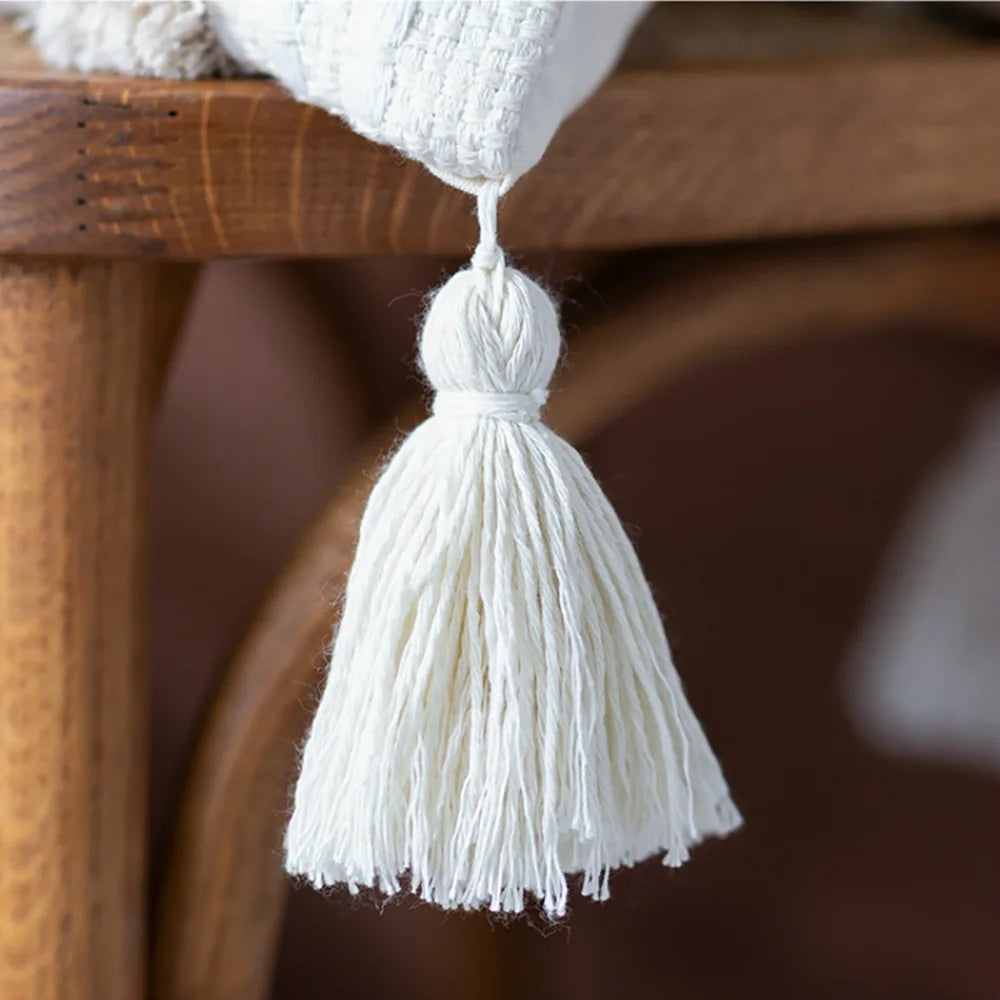 DecorBites™ Geometric Embroidery Cushion Cover with Tassel, Home Decor Pillowcase, Various Sizes