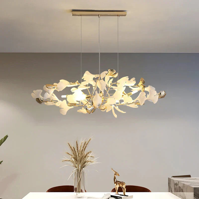 DecorBites™ Gold Branches Chandeliers with Porcelain Leaves Pendant Light - Luxury Living Room Decor