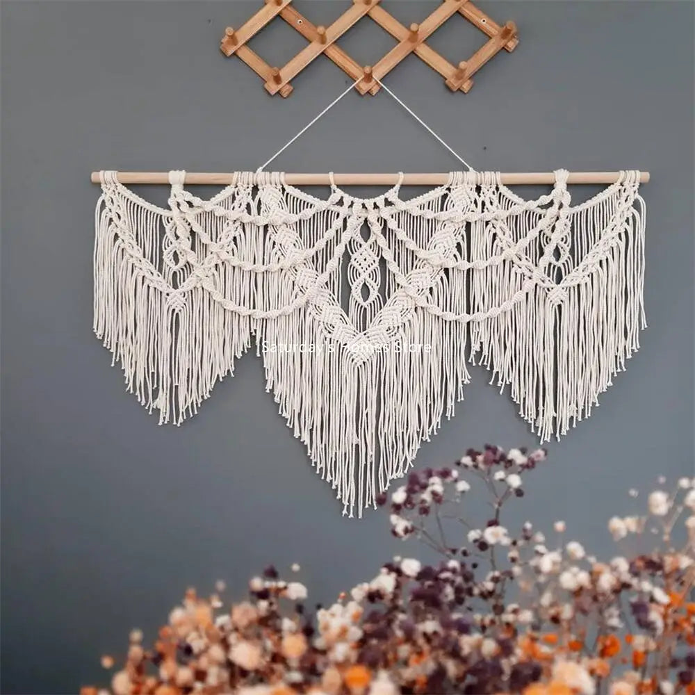 DecorBites™ Large Macrame Bohemian Tapestry Wall Hanging for Boho Decor in Living Room