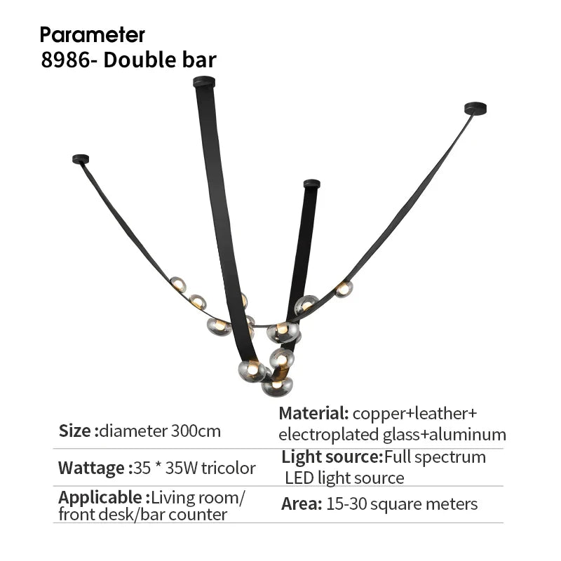 DecorBites™ Italian Light Luxury Leather Chandelier for Dining Room and Living Room