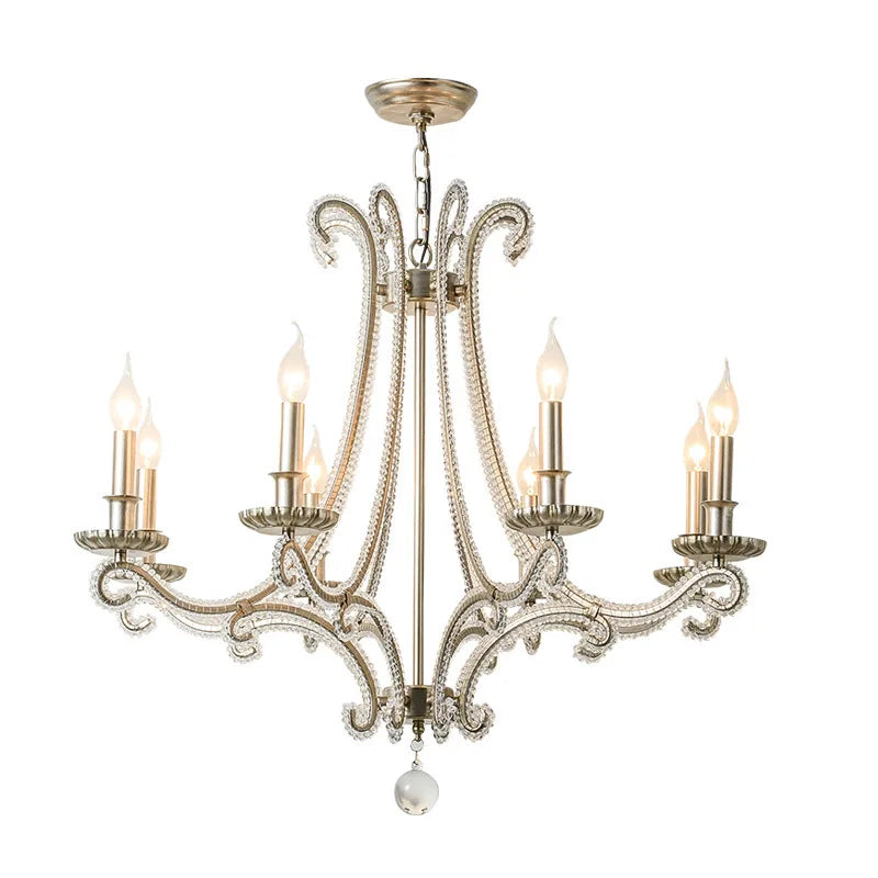 DecorBites™ Crystal LED Chandelier: French Living Room Retro E14 Pendant Light for Home Decor
