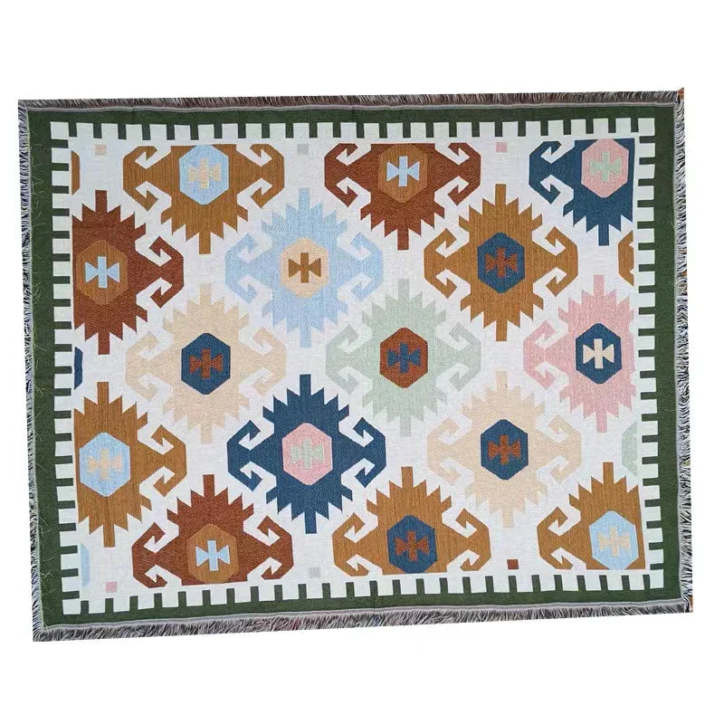 DecorBites™ Geometric Cotton Knitted Sofa Blanket & Tapestry