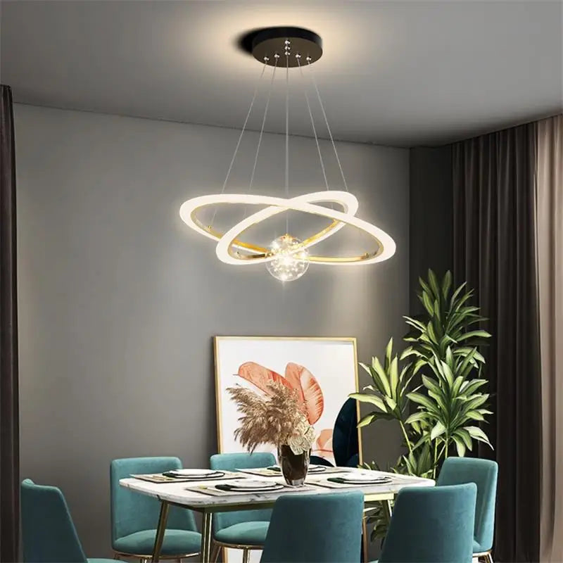 DecorBites™ Circle Ring Pendant Light Chandelier Modern Living Room Bedroom Lamps Ceiling Luminaire