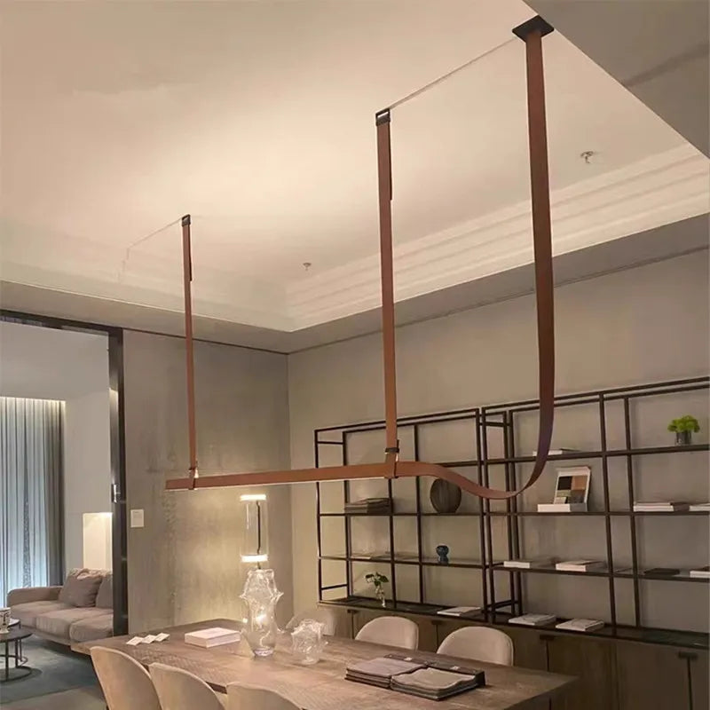 DecorBites™ LED Leather Pendant Lamp: Minimalist Dining Room Hanging Light