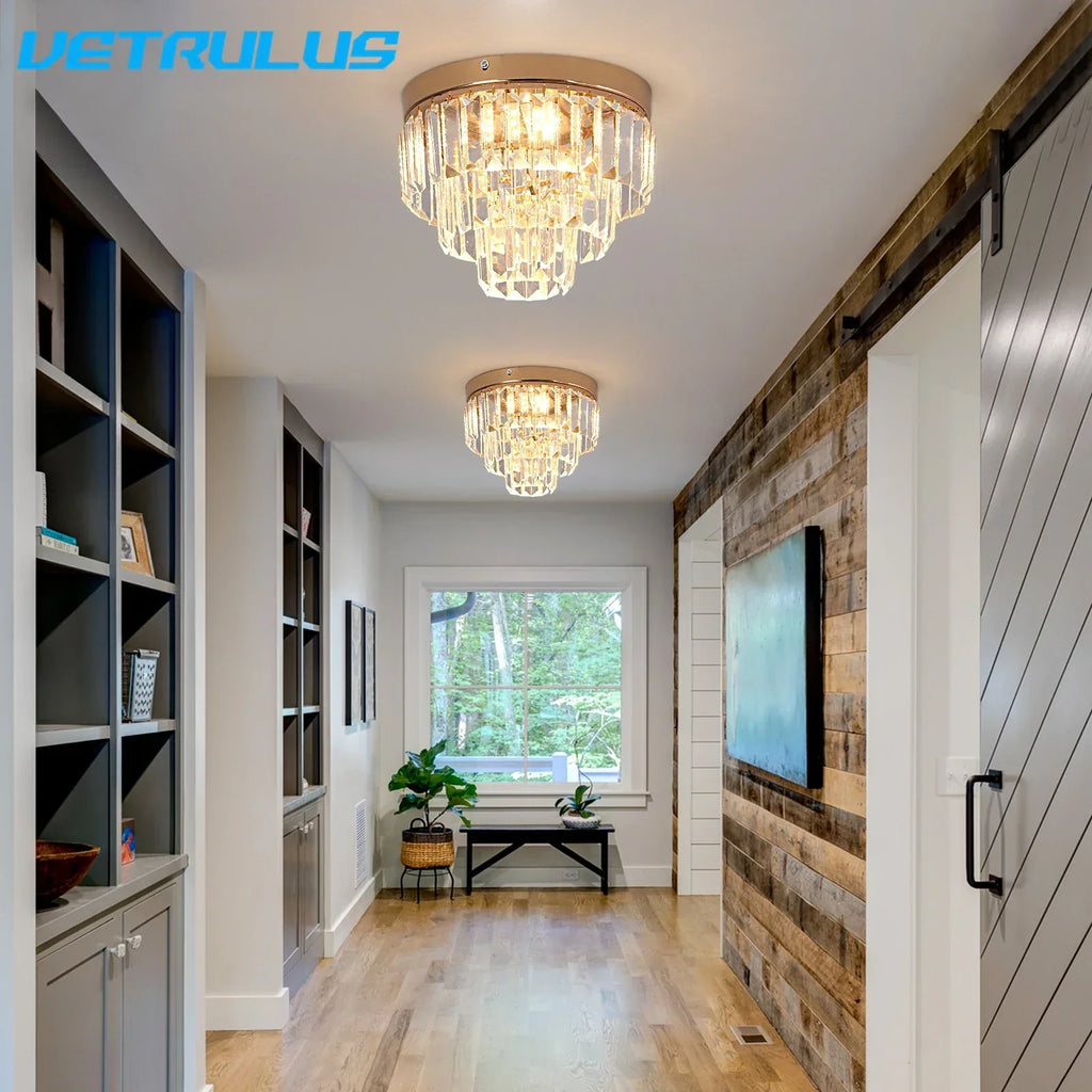 DecorBites™ Crystal LED Ceiling Chandelier for Kitchen Island, Living Room, Dining Room Lighting