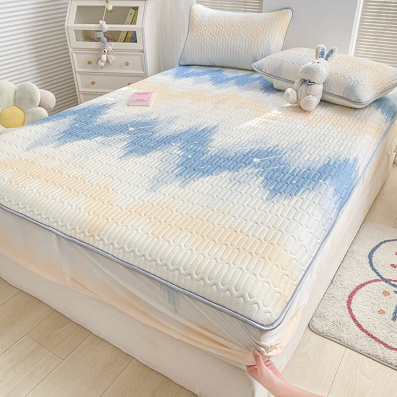 DecorBites™ Latex Cooling Mattress Cover & Pillowcase Set - Summer Cool Down Bed Pad