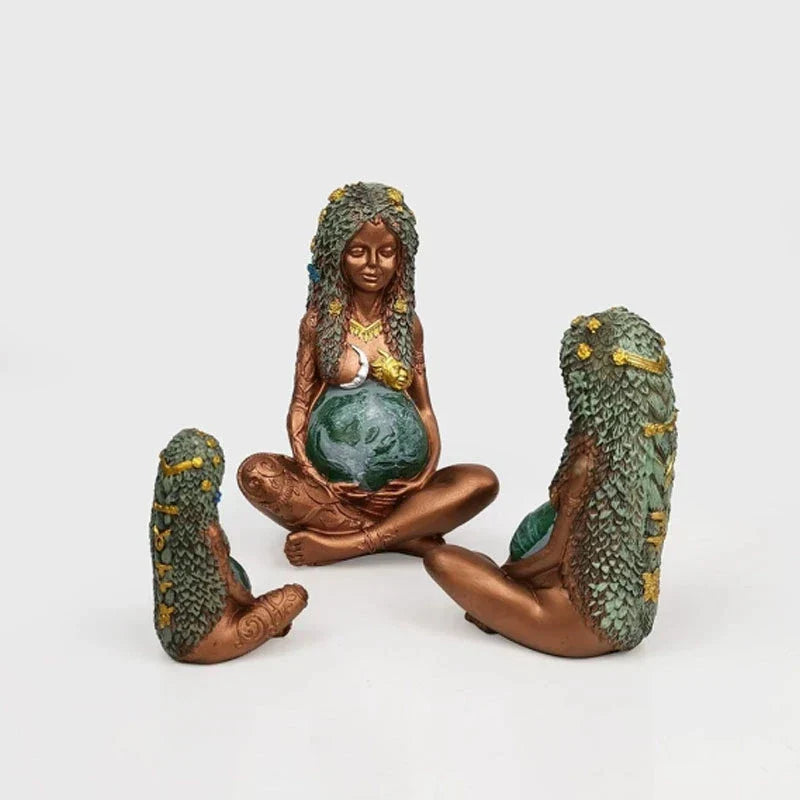 DecorBites™ Gaia Mother Earth Lotus Yoga Pose Resin Figurine Decor for Home Nature Sculpture