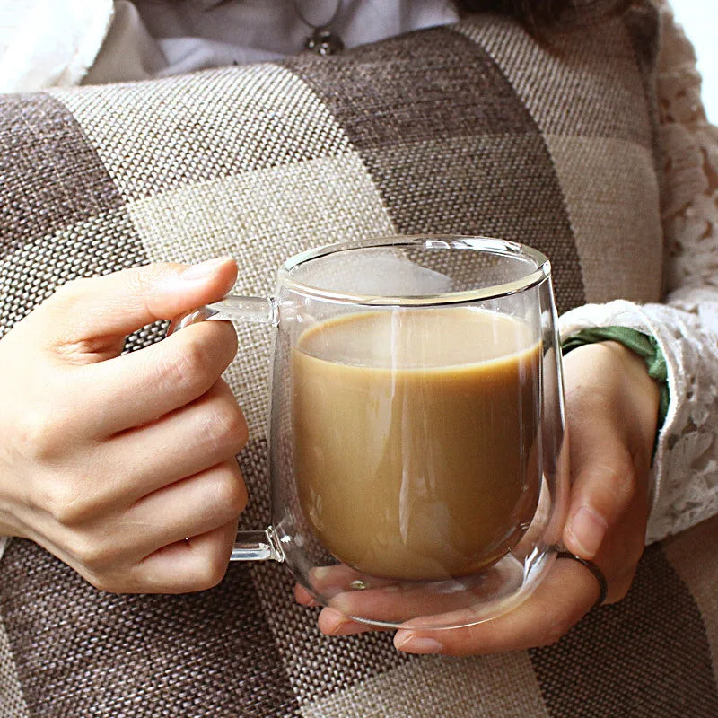 DecorBites™ Double Wall Glass Coffee Cup Espresso Mug Heat Resistant Cocktail Wine Beer Mug