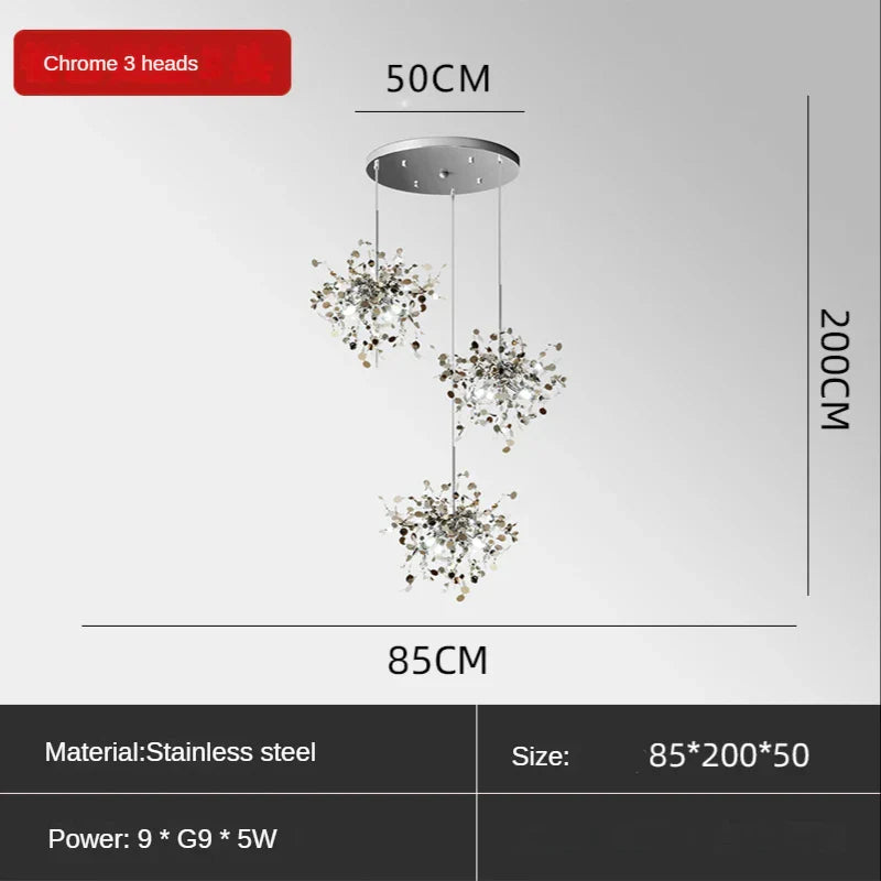 DecorBites™ Leaf Sequin Ceiling Chandelier for Modern Living Room, Restaurant, Bar, and Shop Window