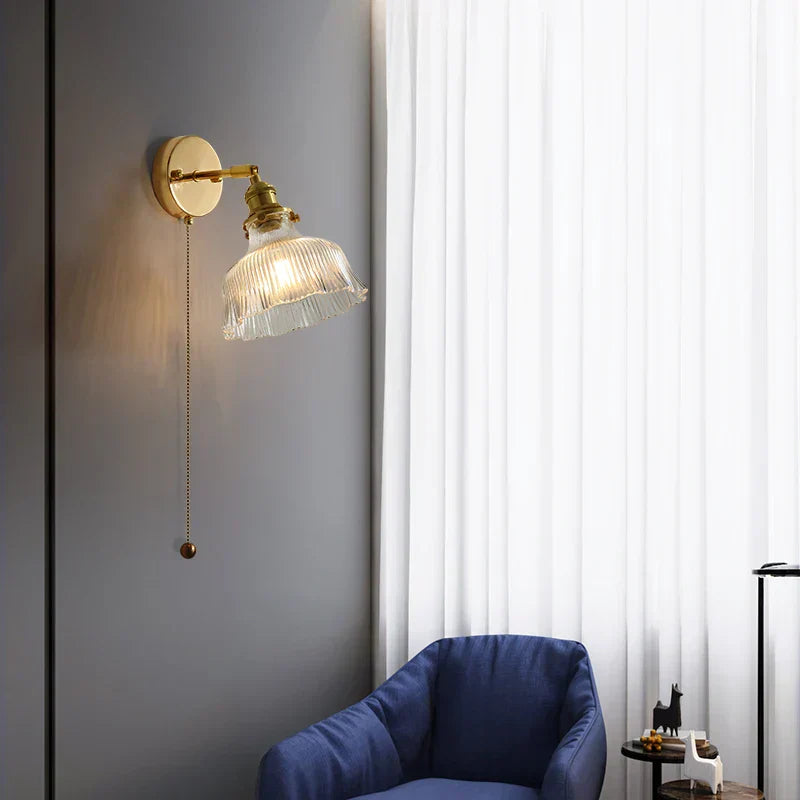 DecorBites™ Glass Rotate Copper LED Wall Sconce - Modern Nordic Bedroom Study Lamp